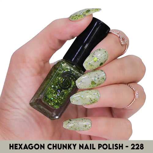 HEXA HOLO CHUNKY MINTY TURTLE NAIL POLISH - BNP 228