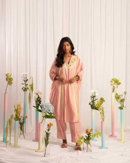 Pink Kaftan Kurta + T pants