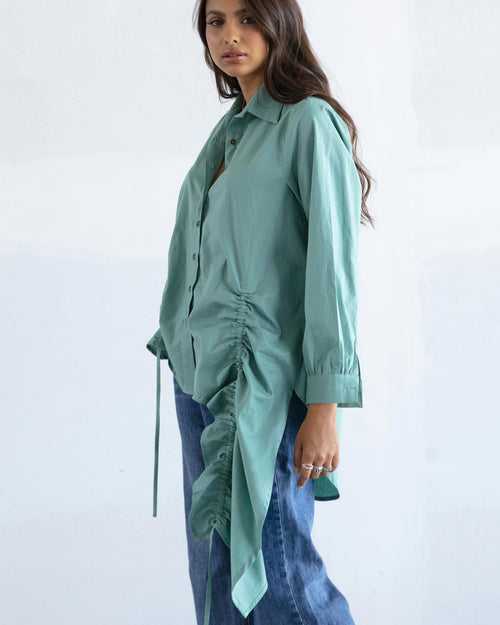 Teal Drawstring Shirt