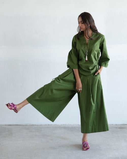 Green Pleated Pants