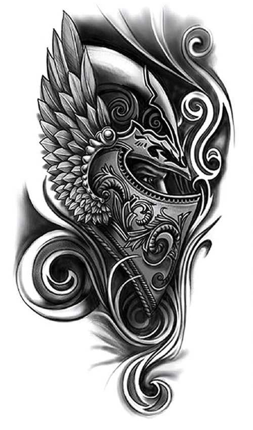 Tattoo Stickers, Masked Man Armor Helmet Tattoo Pattern For Men, Women, Tattoo For Hand Arm, Size 21x11cm - 1Pc