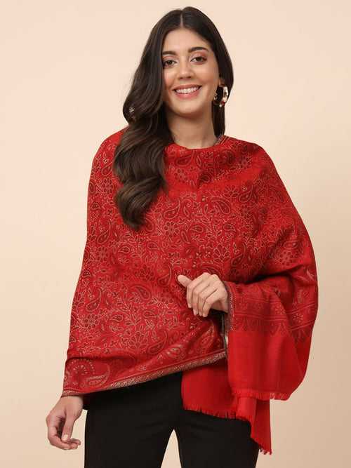 Women’s Red Solid Stole (Size 71X203 CM)
