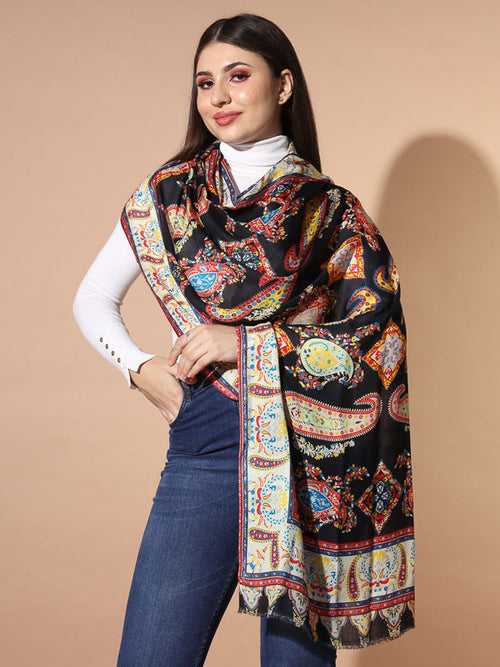 Women's Multicoloured Printed Stole (Size : 71X203 CM)