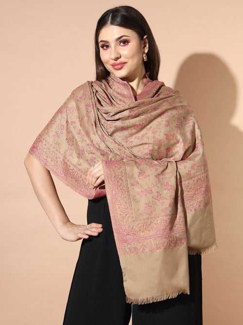 Women Green Woven Design Jamawar Shawl (Size 101X203 CM)
