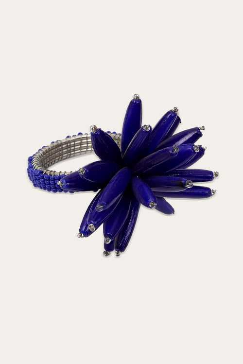 Blue Beaded Napkin Rings Set Of 4