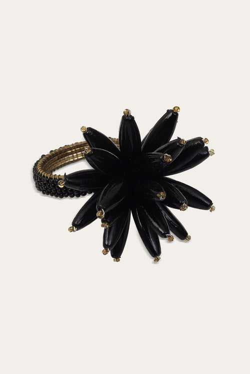 Black Beaded Napkin Ring Set Of 4
