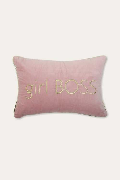 Girl boss Velvet emb Throw cushion Cover