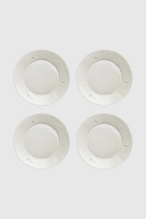 Set Of 4 Serving Plate White Abeille