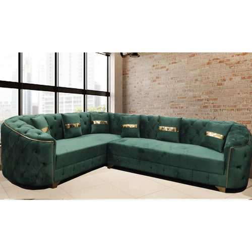 SM-NIKKI(C) - L-SHAPE SOFA SET(CHESTERED/GOLDEN)