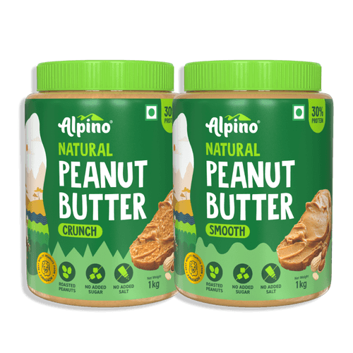 Best Seller Natural Peanut Butter Combo - Crunch 1kg & Smooth 1kg - Saver Value Pack