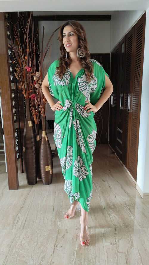 Green Leaf Kaftan One Piece Dress