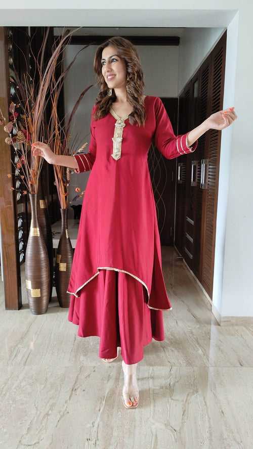 Sindoor Red Dhoti Skirt Dress