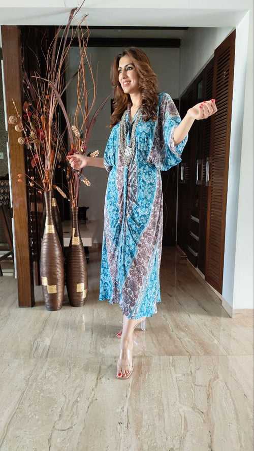 Blue Grey Kaftan Dress