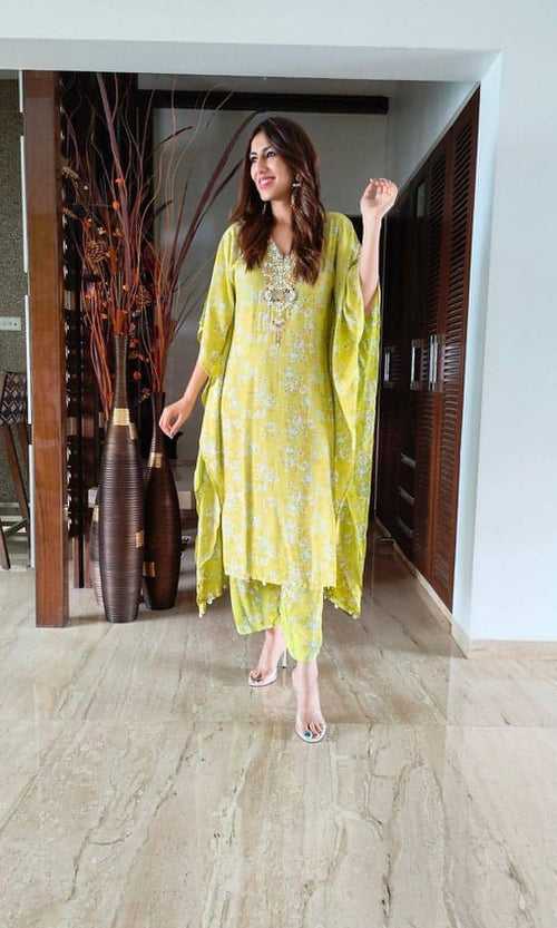 Pastel Green Kaftan Set