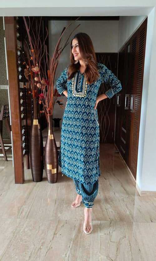 Teal Blue Pathani Set