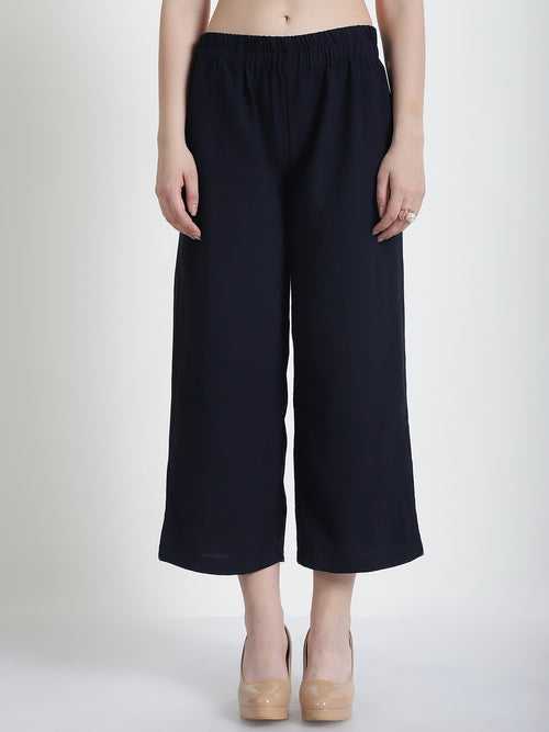 SOLID NAVY WIDE LEG TROUSER