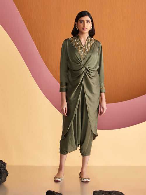 FAVOUR SOLID OLIVE CO-ORD