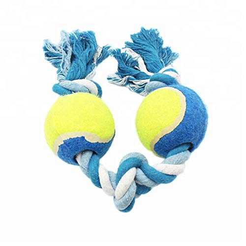 PetVogue, Premium Multicolour Cotton Rope Toy with 2 Squeak Tennis Balls, for S/M Dog, Multicolour