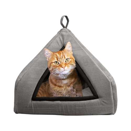 Hiputee Luxurious Soft Velvet Hut Bed for Toy Breed Dogs and Cats Grey