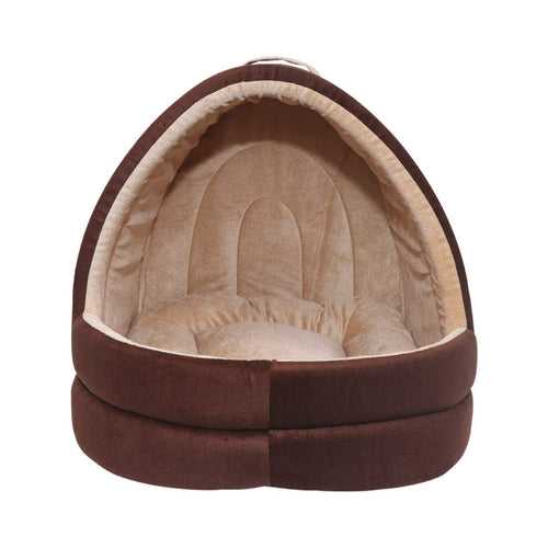 Hiputee Soft Velvet Cave House for Cats Little Dogs & Pets Brown-Cream