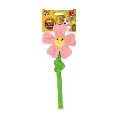 FOFOS Pink Flower Crinkle Rope Dog Toy