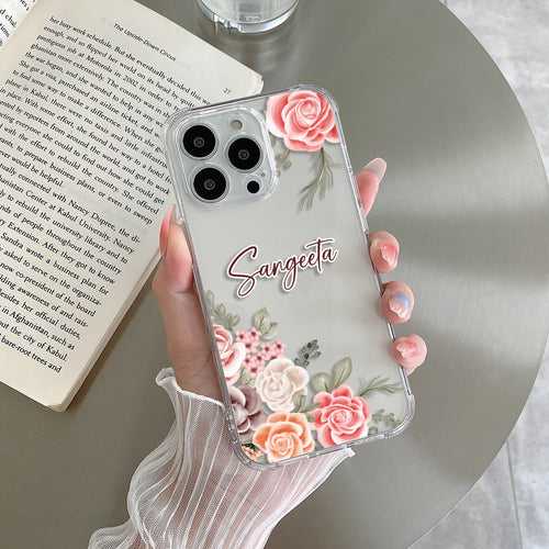 Pink Floral Transparent Silicon Case For Motorola