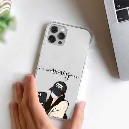 Stylish Girl With Cap Customize Transparent Silicon Case For Motorola