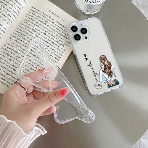 Girl With Flower Customize Transparent Silicon Case For Motorola