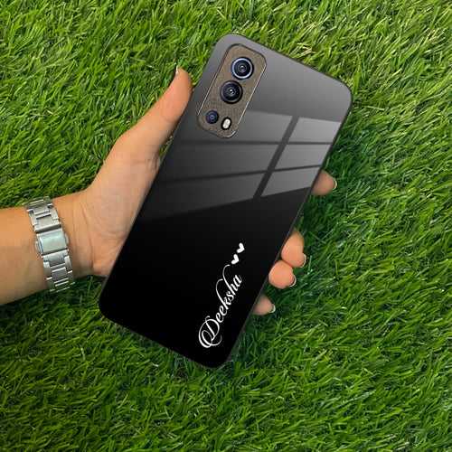 Customize Name Gradient Glass Case Cover Black For Vivo