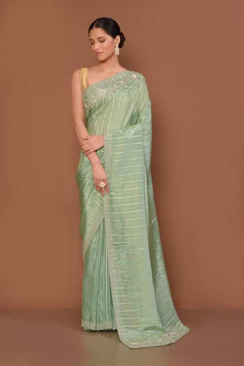 Designer Green Tissue Saree