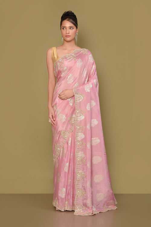 Designer Pink Tissue Saree