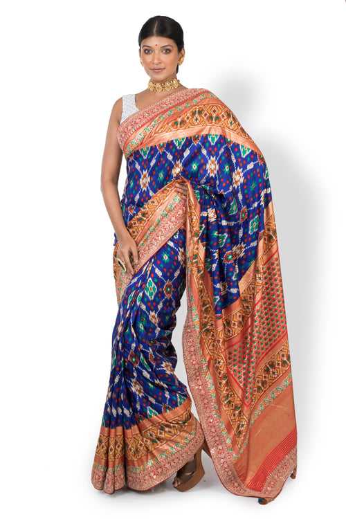 Buy Party Wear Designer Saree In Persian Blue Colour At Online Simaaya