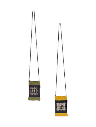 Combo of MOBILE JUTE WARLI PRINT (A-088-YELLOW) and MOBILE JUTE WARLI PRINT (A-088-OLIVE GREEN)
