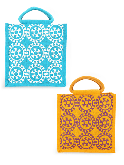 Combo of 10X10 ROUND PRINT ALL OVER (B-048-TURQUOISE BLUE) and 10X10 ROUND PRINT ALL OVER (B-048-YELLOW)