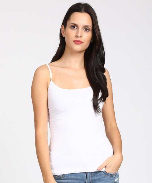 Fruit of the Loom FCAS03 Ultra-Soft Cotton Camisole for Women | Body Contour Basic Wear | Adjustable Thin Shoulder Straps