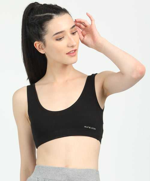 Fruit of the Loom FSTS01-N Super Soft Cotton Crop Top Bra for Women | Double Layered Cup | Broad Shoulder Straps | Breathable Fabric | Excellent Support & Fit