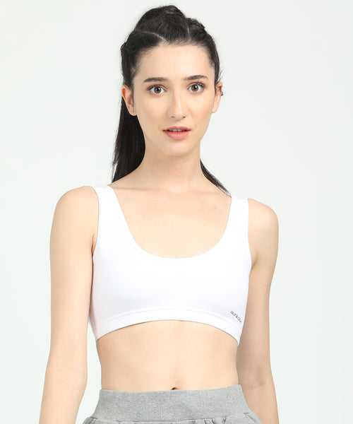 Fruit of the Loom FSTS01-N Super Soft Cotton Crop Top Bra for Women | Double Layered Cup | Broad Shoulder Straps | Breathable Fabric | Excellent Support & Fit