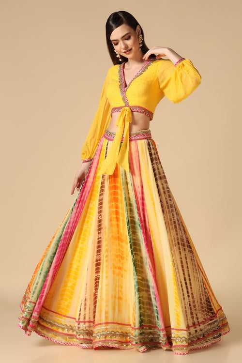 Yellow & Multicolored Lehenga Set