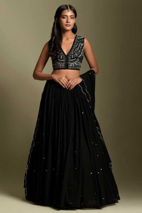 Black Georgette Lehenga Set