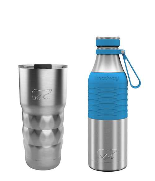 Beauty & The Beast Combo (Java Coffee Mug 600 ML Steel + Burell Classic Bottle 600 ML Blue)