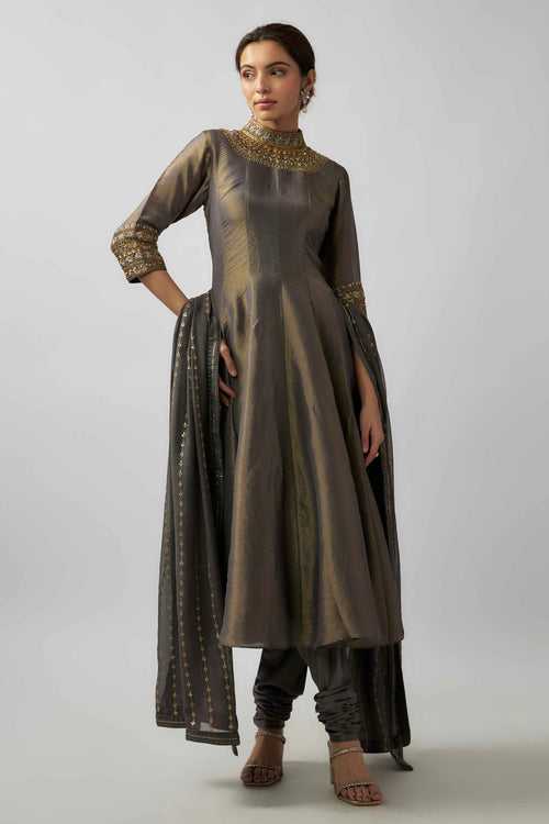 AMRUTHA ANTIQUE ANARKALI - GREY