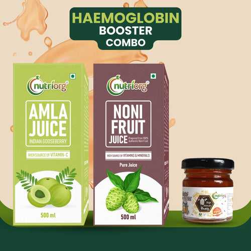 Haemoglobin Booster Combo (Amla Juice 500ml, Noni Juice 500ml, Free Honey 50g)