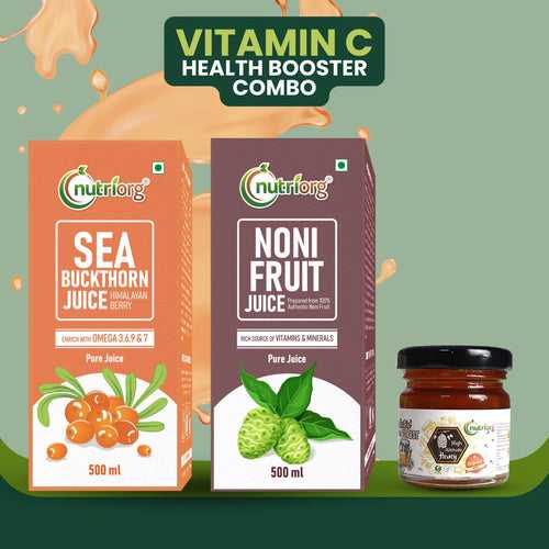 Vitamin C Health Booster Combo (Sea buckthorn Juice 500ml, Noni Juice 500ml, Free Honey 50g)