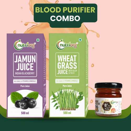 Blood Purifier Combo (Jamun Juice 500ml, Wheatgrass Juice 500ml, Free Honey 50g)