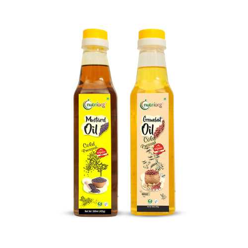 Nutriorg Cold Pressed Organic Mustard & Groundnut Oil 1000ml (Pack of 2*500ml)