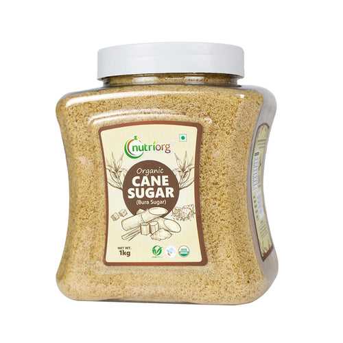 Nutriorg Organic Cane Sugar ( Bura Sugar) 100% Organic & Pure 2kg (Pack of 2*1kg)