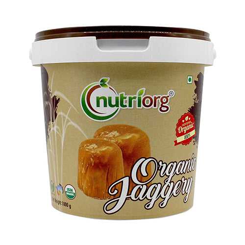 Nutriorg Certified Organic Raw Jaggery 1000g ( Pack of 2)