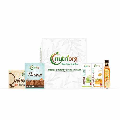 Nutriorg Healthy Heart Kit (Healthy Heart 250ml, Amla Juice 500, Sea Buckthorn 500ml, Organic Raw Flax Seeds 250g, Organic Quinoa 250g)