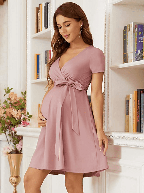 Onion Pink Maternity & Feeding Dress