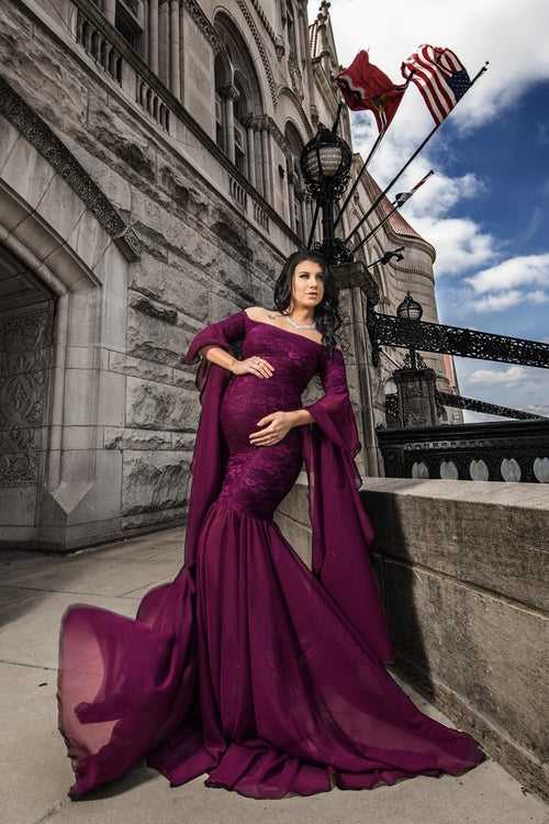Designarche BErry Colored Bodycon Maternity wear with classy Sleeves